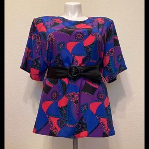 1980’s Vintage Plus Size Blouse Bold Abstract